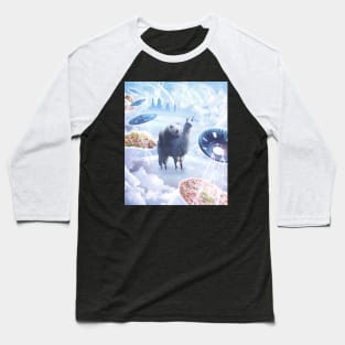 Space Panda Riding Llama Unicorn - Pizza & Taco Baseball T-Shirt